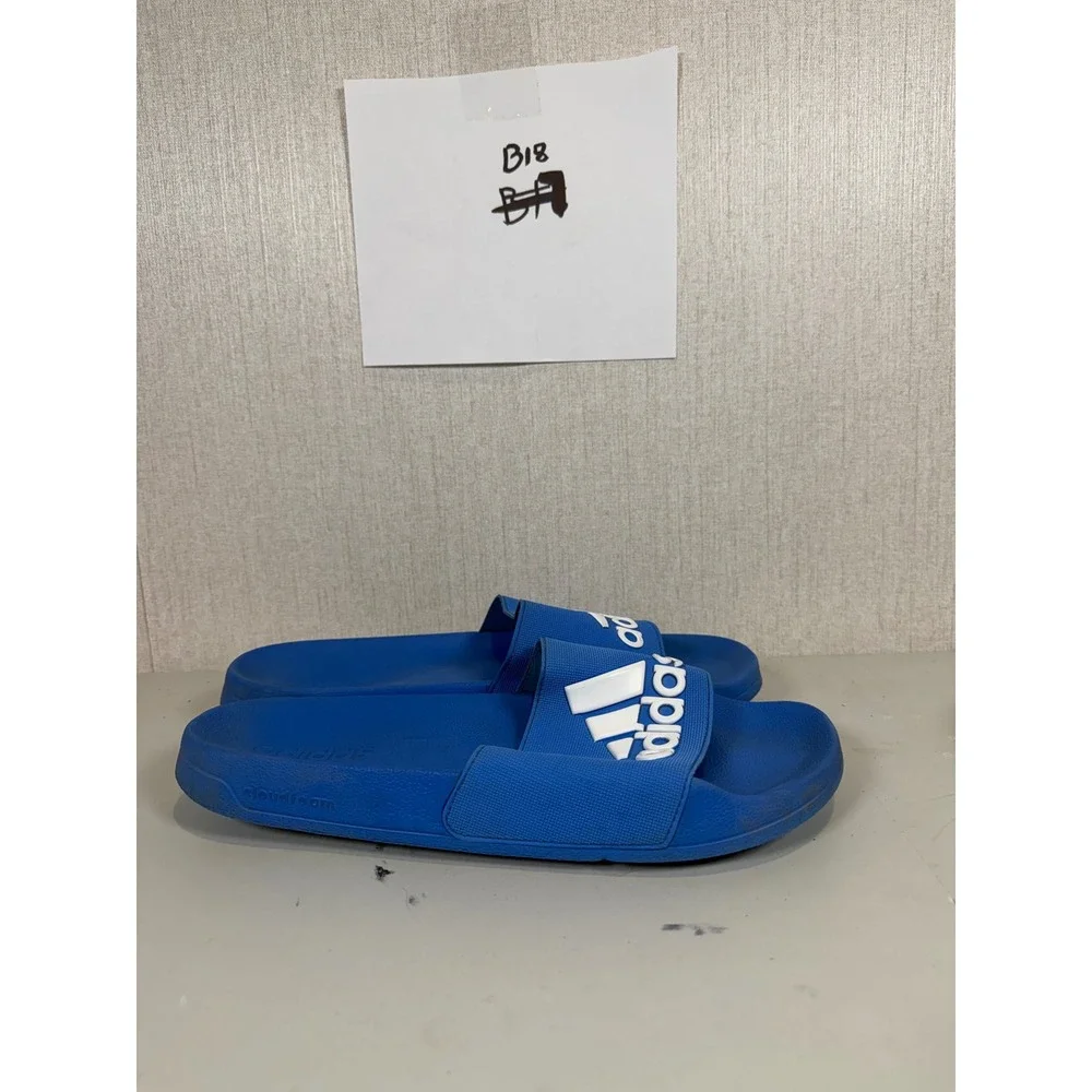 Adidas Cloudfoam Adilette Slides Blue White‎ Mens Athletic Sandals Logo B18